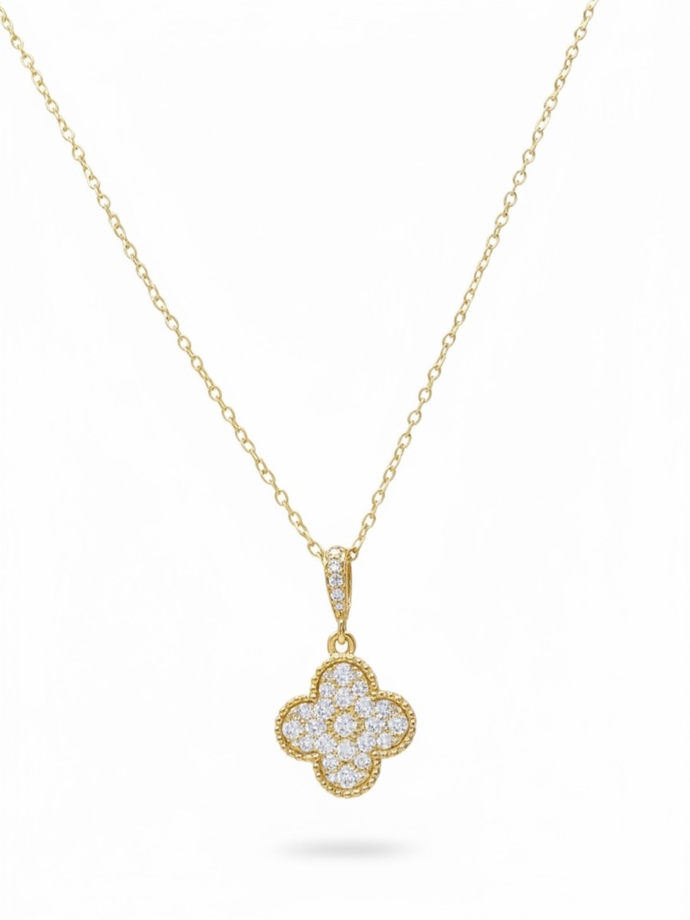 Gold Clover Pendant Necklace - Elegant Women's Jewelry - Picture 2 of 8